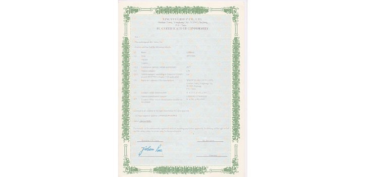 COC EEC certificat homologation